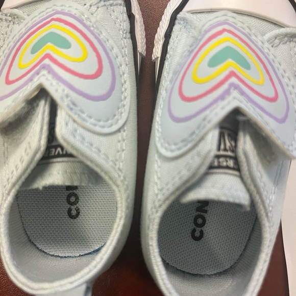 Converse Blue Sneakers with Playful Heart Design baby size 3 - Picture 3 of 7